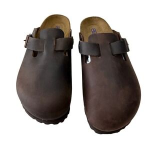 Birkenstock Boston Havana Oiled Leather Soft Footbed Clogs Euro 38 US W 7.5 New